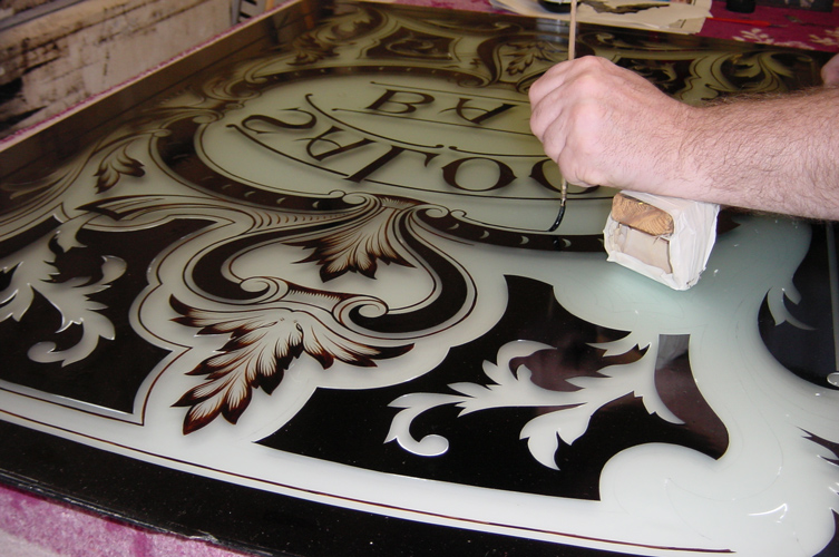 Embossed glass work, french style